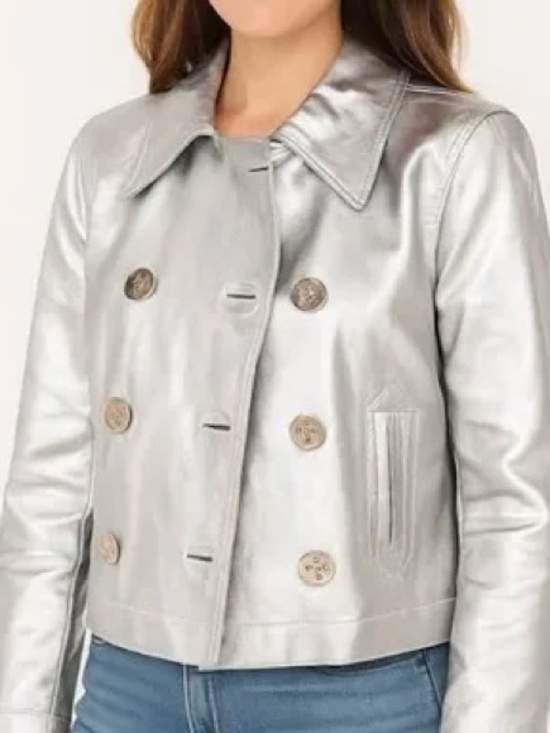 Ralph Lauren Jackets & Blazers - Ralph Lauren Vintage Silver Women's Metallic Double-Breasted Jacket M